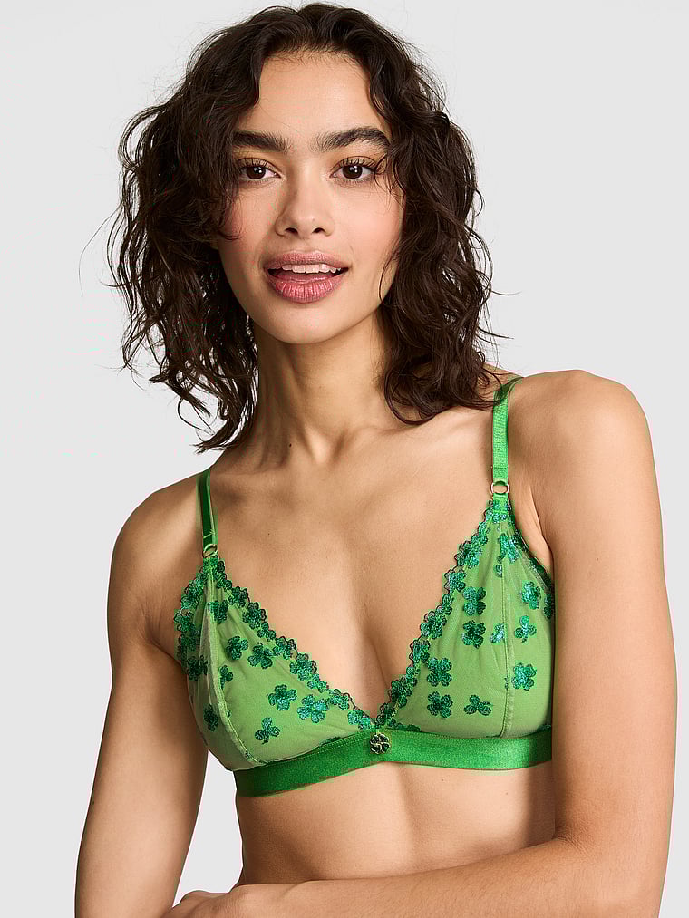 PINK Wink PINK Wink™ Unlined Triangle Bralette, Wild Green, onModelFront, 1 of 3