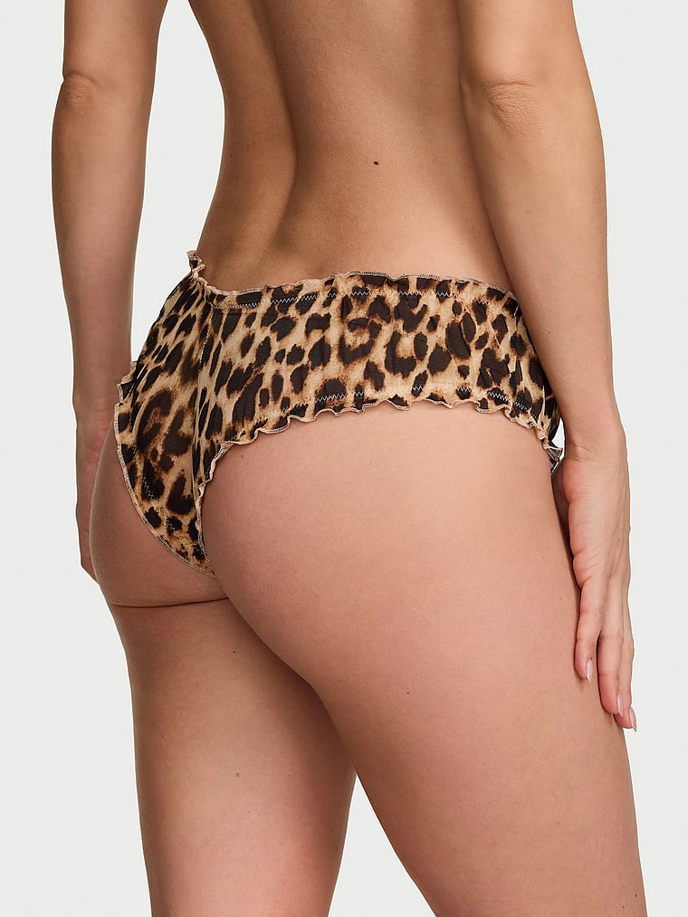 Victoria's Secret, Very Sexy Lace Strappy Hardware Peekaboo Cheeky Panty, Leopard Print, onModelBack, 2 of 2 Maggie is 5'7" or 170cm and wears Small