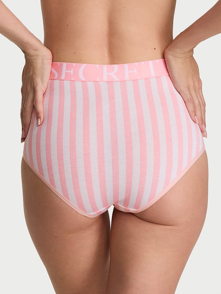Victoria's Secret, Cotton Logo Cotton Modern Brief Panty, Pretty Blossom Stripes, onModelBack, 4 of 4 Maggie is 5'7" or 170cm and wears Small