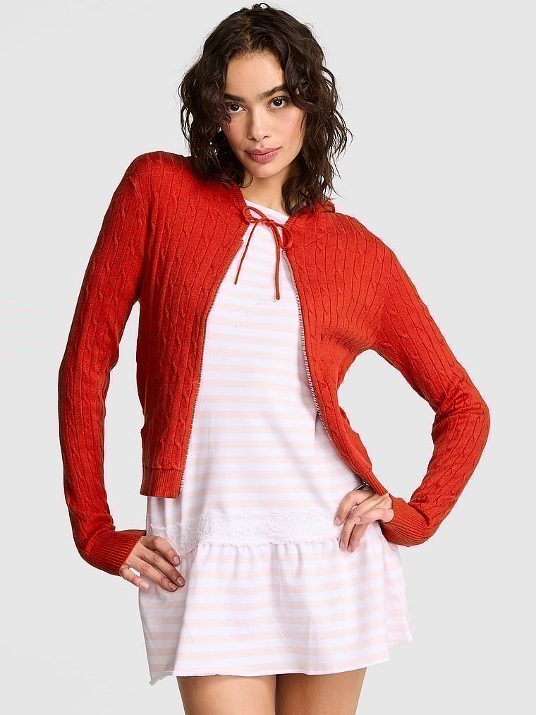 Hudson Cable Knit Full Zip Hoodie