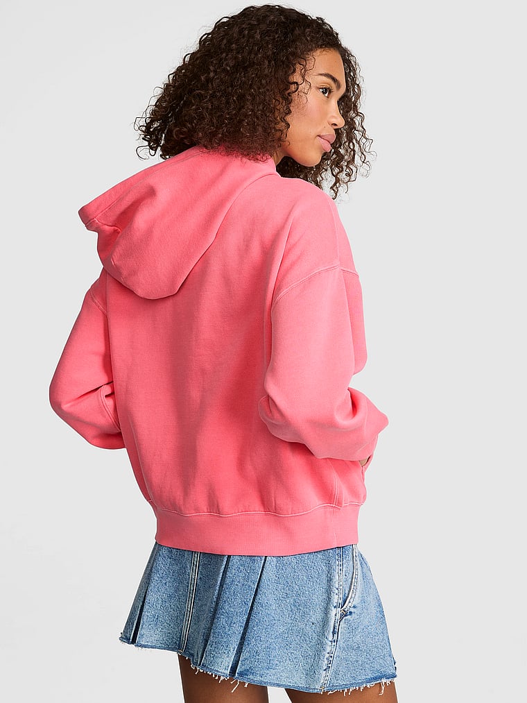 PINK Campus Fleece™ Full-Zip Hoodie, Vivid Pink, onModelBack, 2 of 3