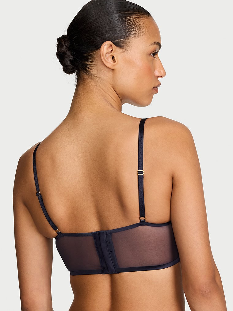 Victoria's Secret, Very Sexy Sheer Reveal Unlined Modern Bralette, Soirée Blue, onModelBack, 2 of 3 Nikita is 5'10" and wears 34B or Small