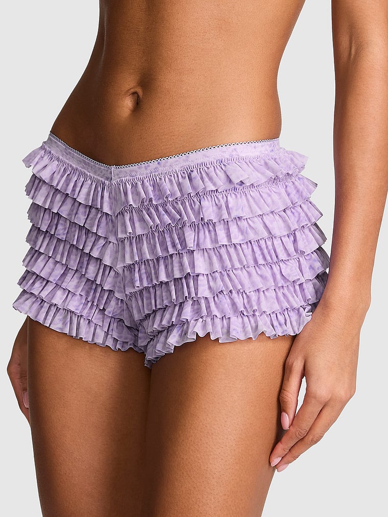 PINK GRWPINK™ Ruﬄe Bloomer Panty, Sweet Lavender Leo Print, onModelSide, 3 of 4