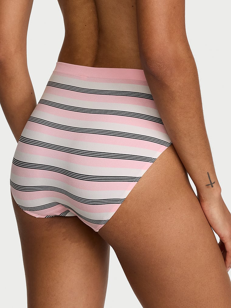 Victoria's Secret, Seamless Seamless Stripe High-Leg Brief Panty, onModelBack, 3 of 3