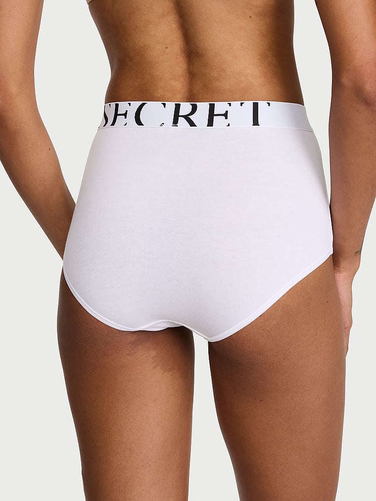 Victoria's Secret, Cotton Logo Cotton Modern Brief Panty, White, onModelBack, 4 of 4 Anyeline is 5'10" and wears Small