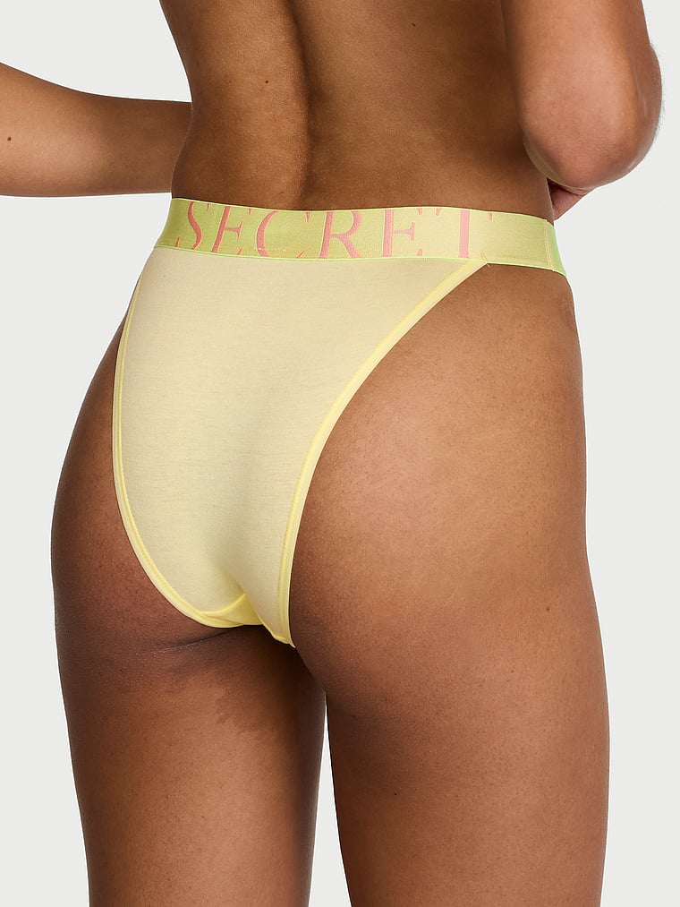 Victoria's Secret, Cotton Exploded Logo Cotton 90s Brief Panty, Lemonade, featured, 1 of 2 Anyeline is 5'10" and wears Small