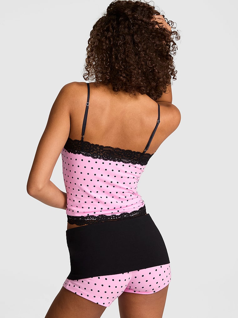 PINK by Frankies Bikinis Brooklyn Cotton Short, Pink Sweet Dot, onModelBack, 2 of 4