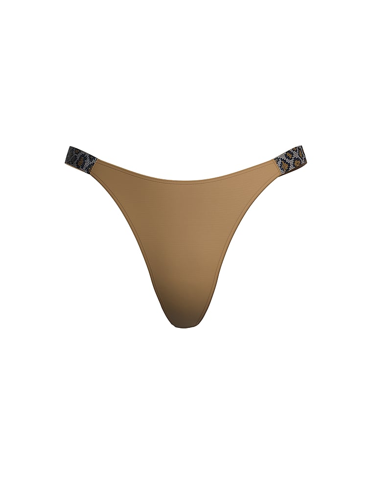 Victoria's Secret, Very Sexy Sparkle Crystal Shine Strappy Thong Panty, Palomino Gold, offModelFront, 3 of 3