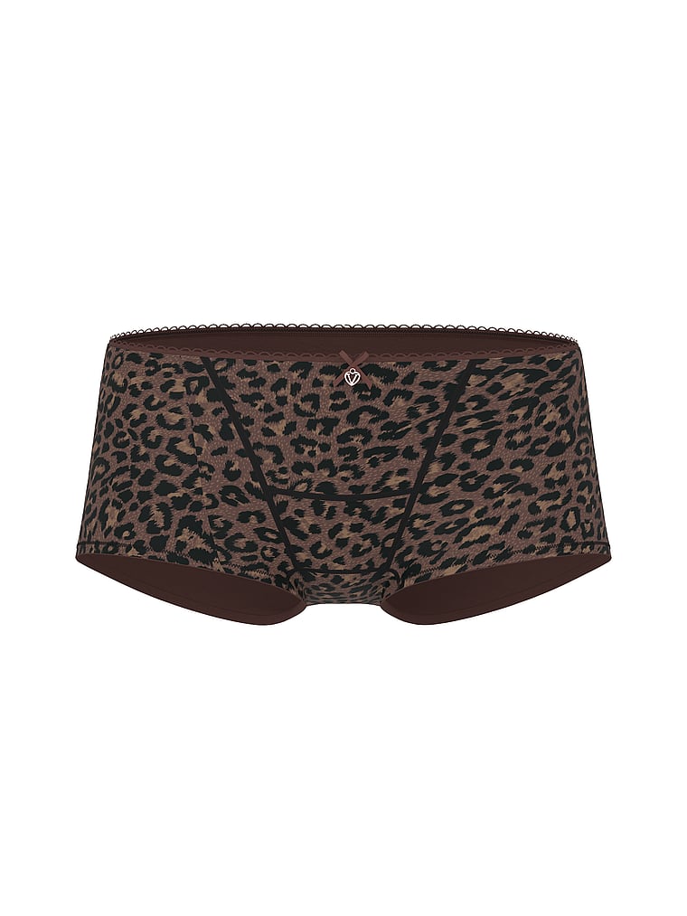 Victoria's Secret, Body by Victoria Smooth Period Boyshort Panty, Ganache Leopard, offModelFront, 3 of 3