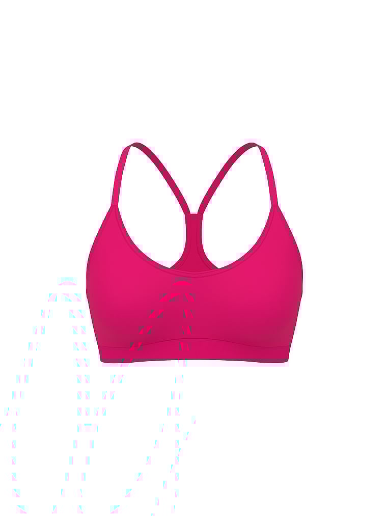 PINK All-Day Cotton™ Low-Scoop Racerback Bra, Hot Stuff, offModelFront, 3 of 3