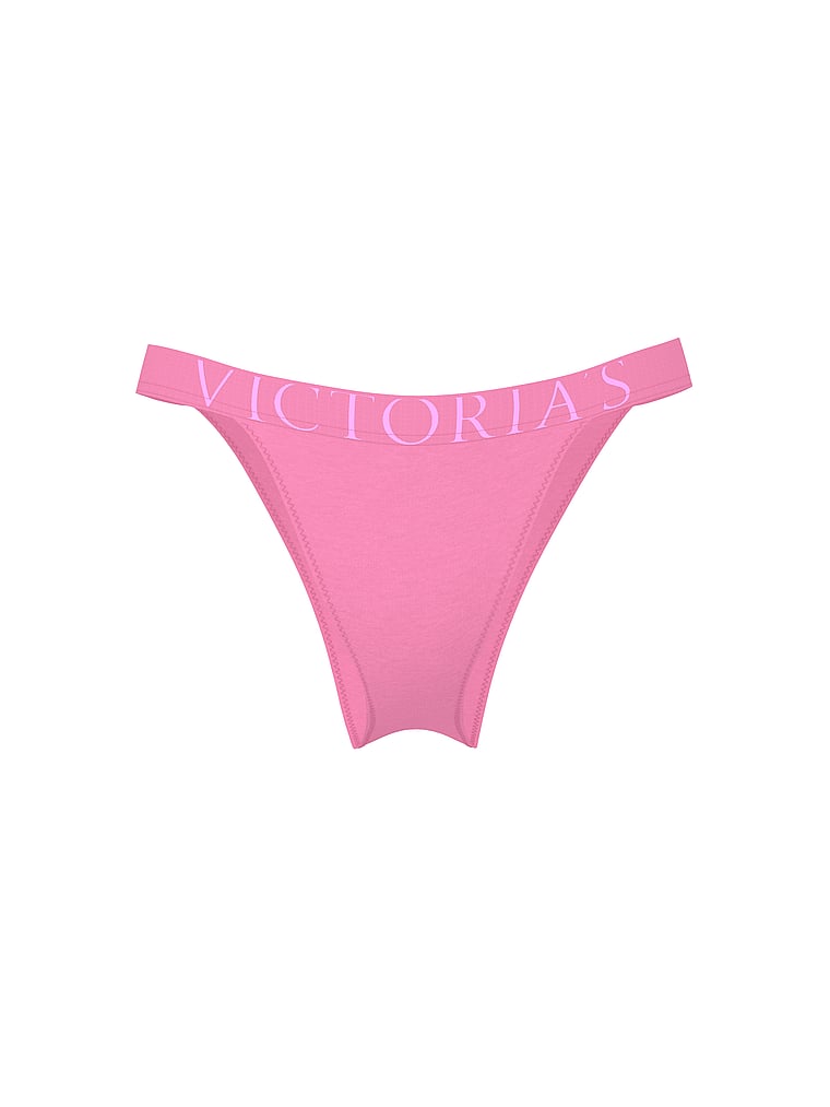 Victoria's Secret, Cotton Exploded Logo Cotton 90s Brief Panty, Pink Sugar, offModelFront, 2 of 3
