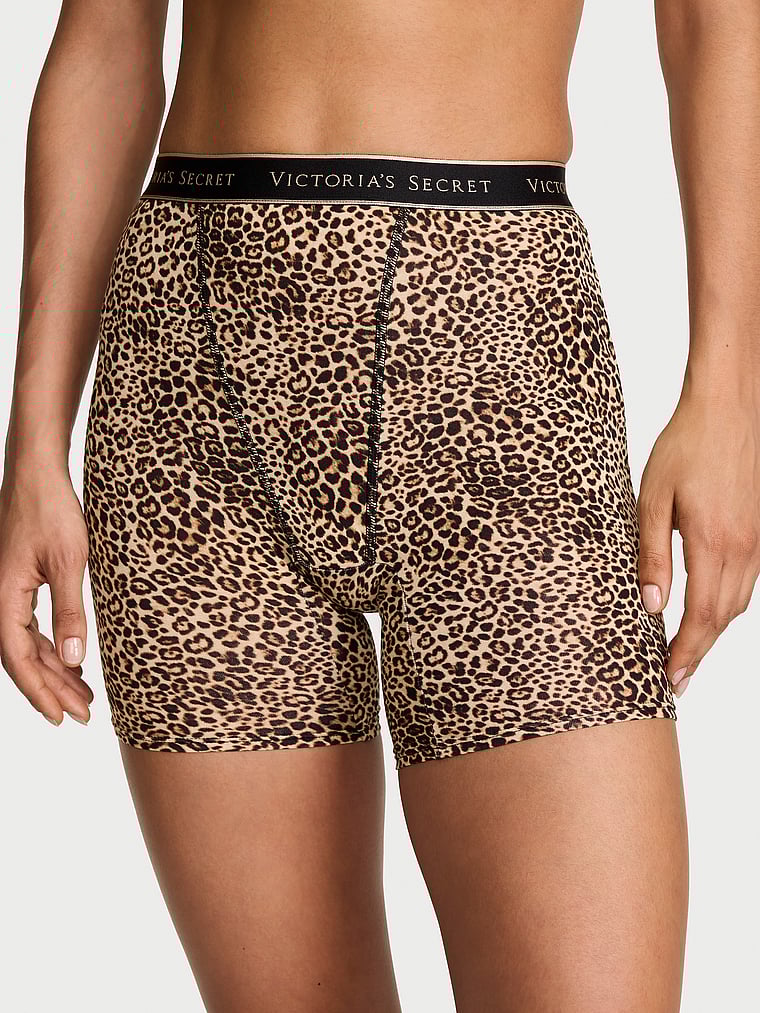 Victoria's Secret, Cotton Logo Cotton High-Waist Boxer Brief, onModelFront, 1 of 3