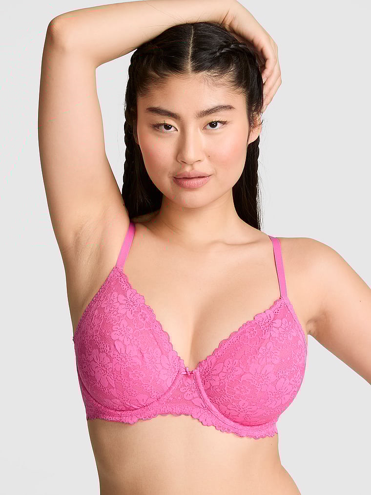 PINK Wink PINK Wink™ Undercover Lift Unlined Demi Bra, Pink Balloon, onModelFront, 1 of 3 Gloria is 5'9" or 175cm and wears 34D or Small
