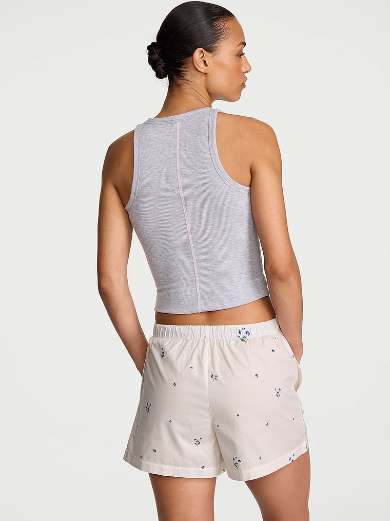 Victoria's Secret, Victoria's Secret Mix & Match Sleep Heritage Cotton Pajama Shorts, Coconut White Bouquets, onModelBack, 2 of 4 Nikita is 5'10" and wears Small