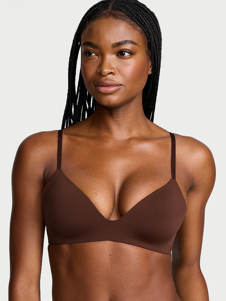 Victoria's Secret, The T-shirt Lightly Lined Wireless Bra, Ganache, onModelFront, 1 of 3