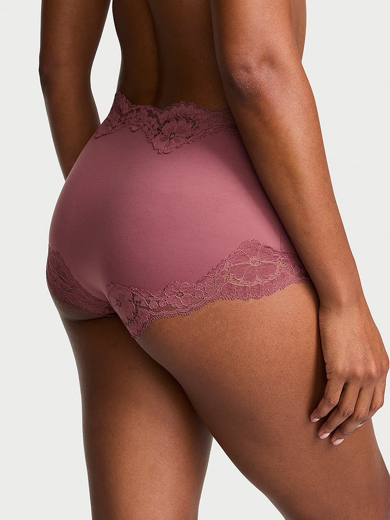 Victoria's Secret, Dream Angels Lace-Trim Boyshort Panty, Morning Rose, onModelBack, 2 of 2
