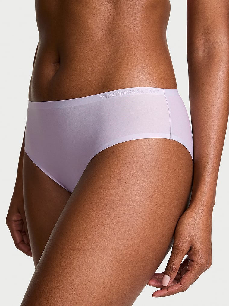 Victoria's Secret, Body by Victoria Body by Victoria Flex Lace-Trim Mid-Rise Bikini Panty, Crystal Lilac, onModelFront, 1 of 3