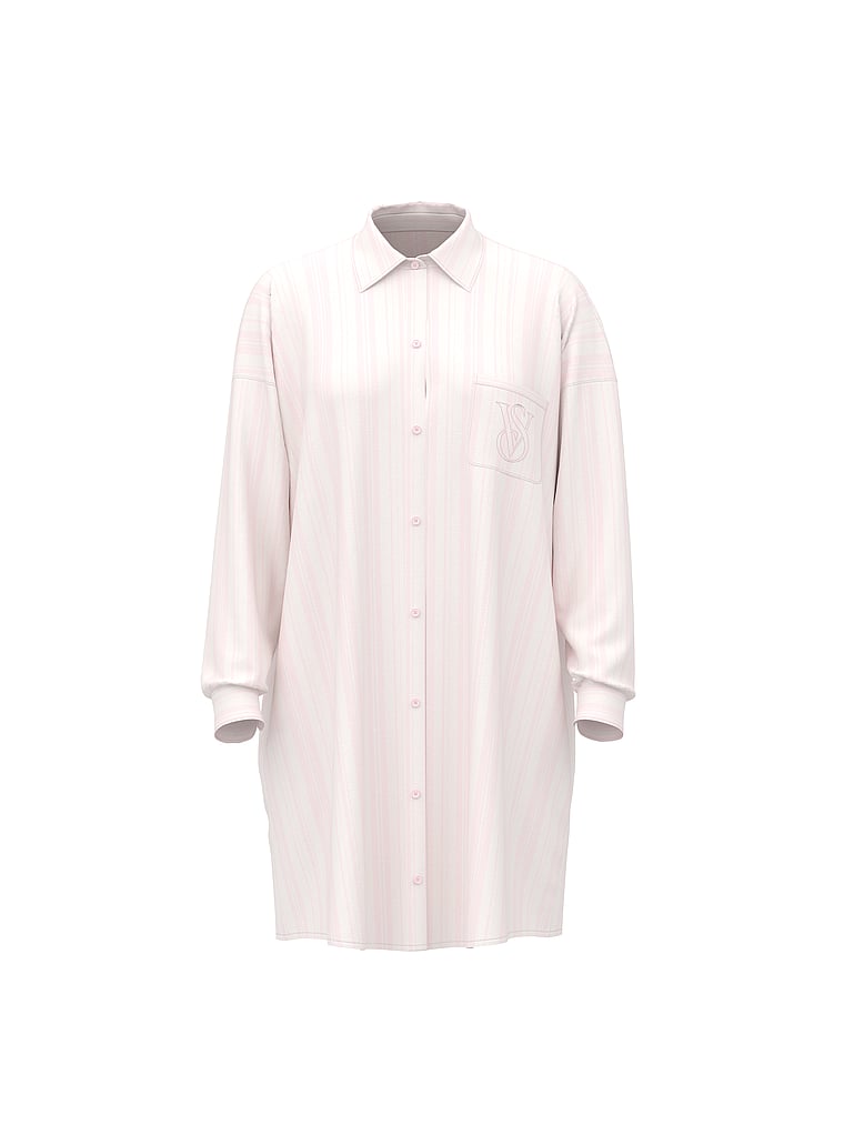 Victoria's Secret, Victoria's Secret Modal-Cotton Button-Front Sleepshirt, offModelFront, 3 of 4