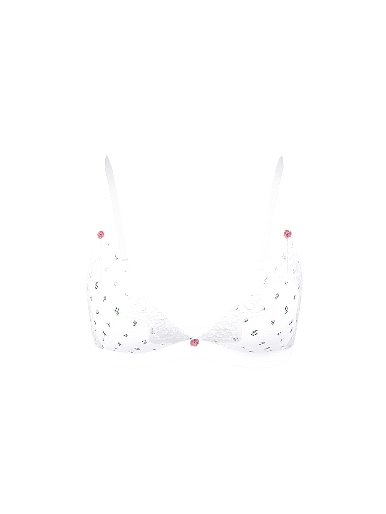 Victoria's Secret, The T-shirt SoSoft™ Modal Ultra-Fine Triangle Bralette, White Floral, offModelFront, 3 of 3
