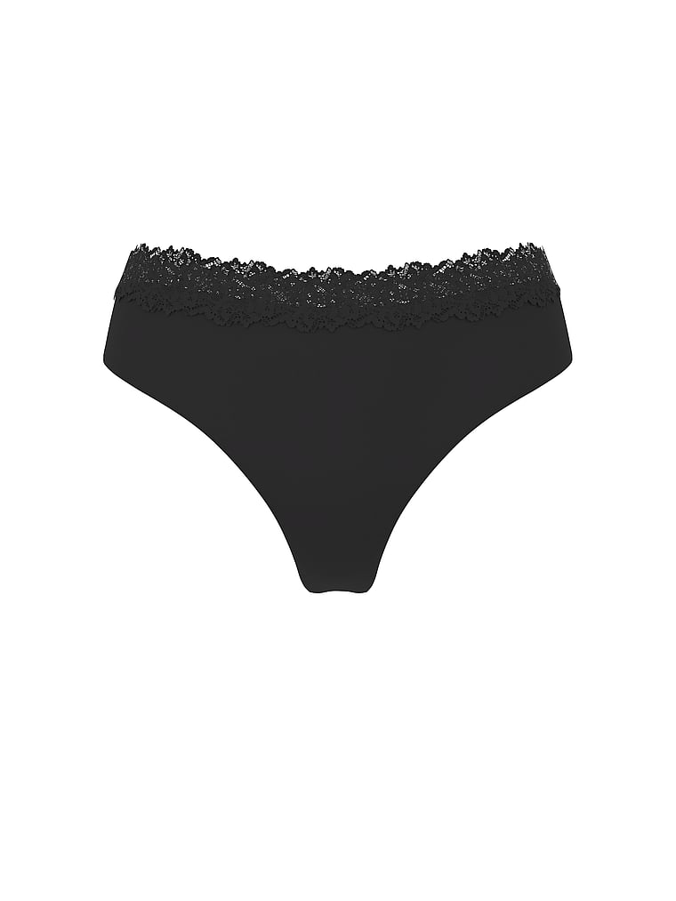 Victoria's Secret, Body by Victoria Body by Victoria Flex Mid-Rise Thong Panty, Black, offModelFront, 2 of 4