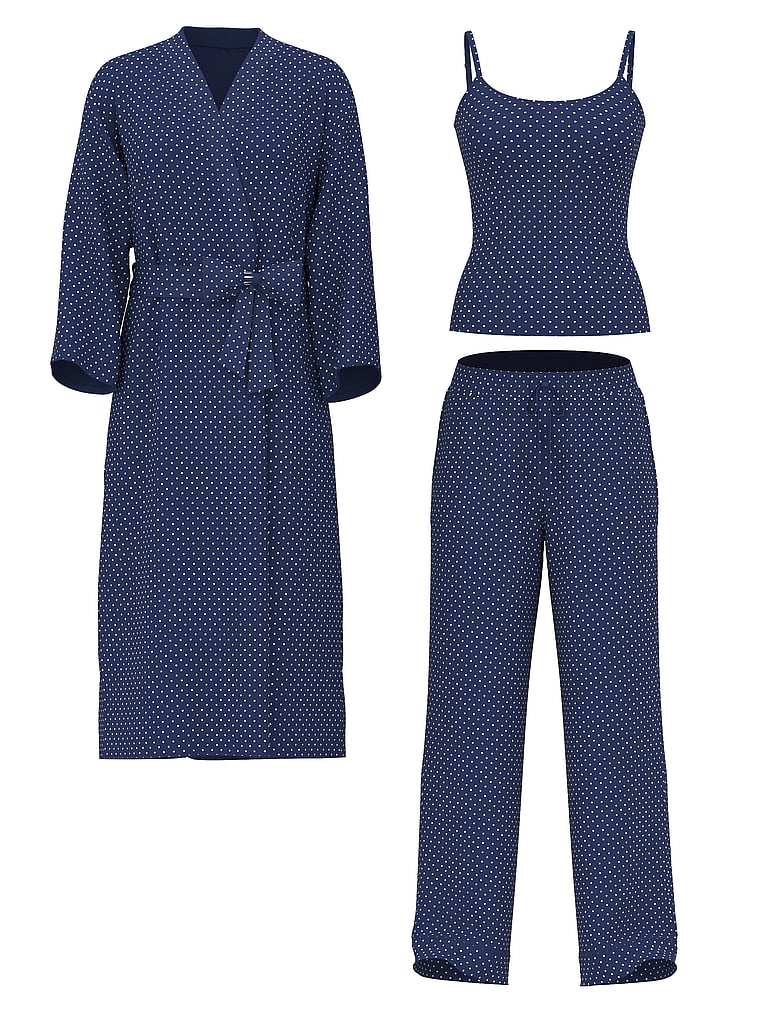 Victoria's Secret, Victoria's Secret SoSoft™ Modal 3-Piece Set, Ink Blue Dots, offModelFront, 3 of 3