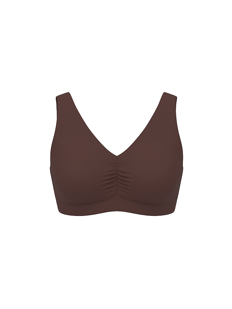 Victoria's Secret, Invisible by Victoria’s Secret Seamless Plunge Pumping Bra, Ganache, offModelFront, 3 of 3