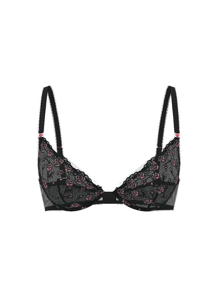 Victoria's Secret, Victoria's Secret Tease Rose Embroidery Unlined Demi Bra, Rose, offModelFront, 3 of 3