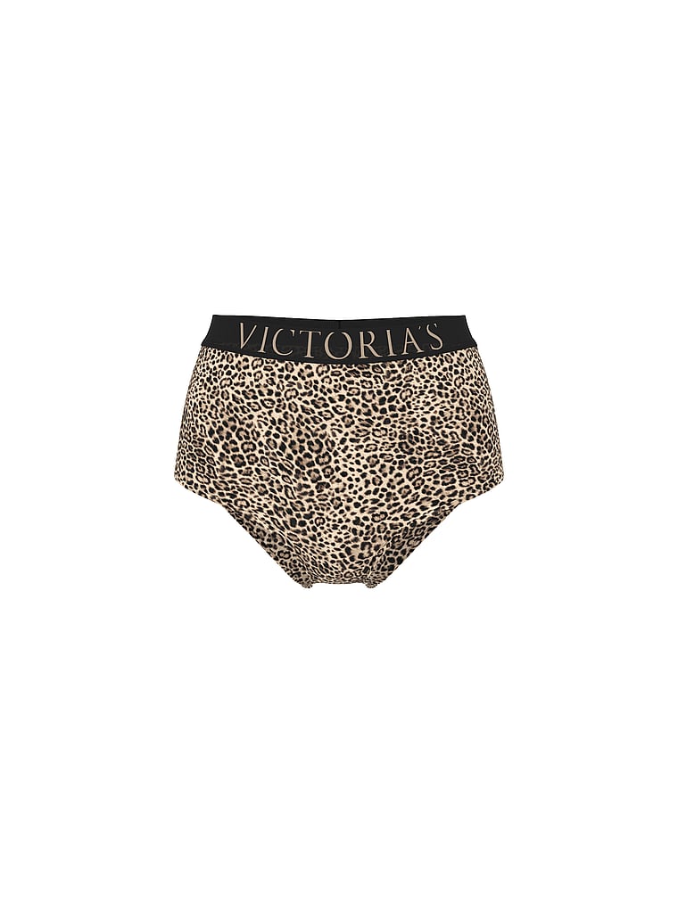 Victoria's Secret, Cotton Logo Cotton Heart Shine Patch Modern Brief Panty, Leopard, offModelFront, 3 of 4