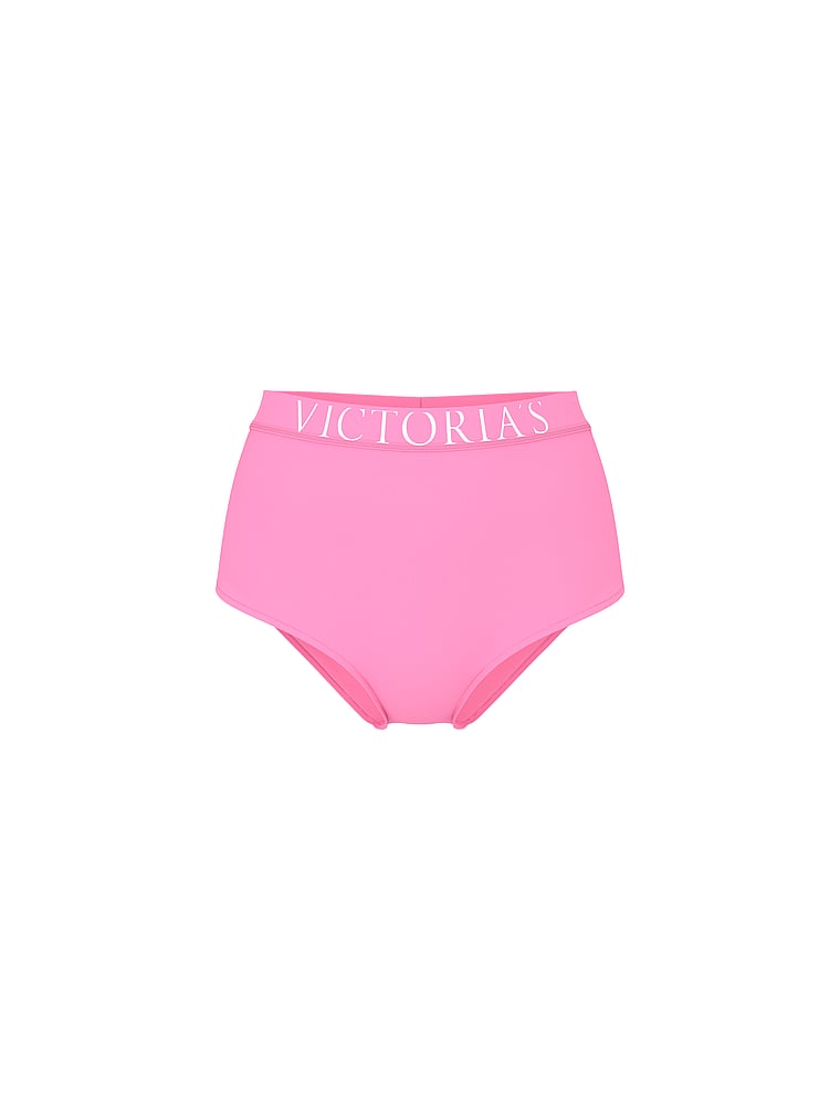 Victoria's Secret, Cotton Logo Cotton Heart Shine Patch Modern Brief Panty, Pink Sugar, offModelFront, 3 of 4