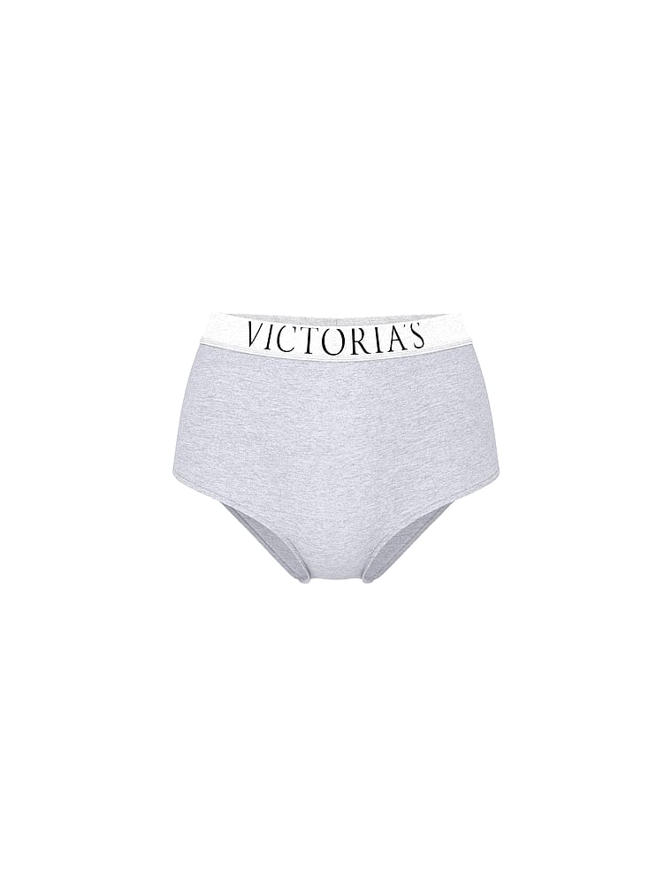 Victoria's Secret, Cotton Logo Cotton Modern Brief Panty, Medium Heather Grey, offModelFront, 2 of 4