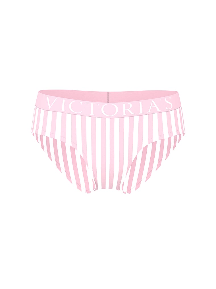 Victoria's Secret, Cotton Logo Cotton Shine Patch Hiphugger Panty, Pretty Blossom Stripes, offModelFront, 1 of 3