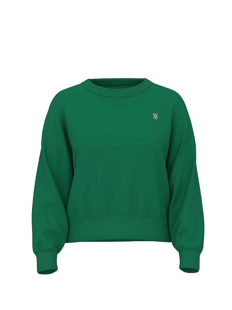 Victoria's Secret, Angel Essentials Obsessed Terry Crop Crewneck Sweatshirt, Washed Prettiest Pine, offModelFront, 3 of 3