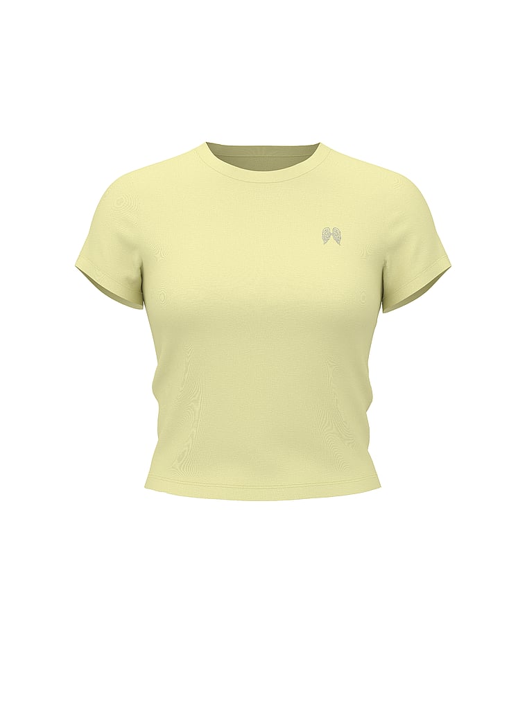 Victoria's Secret, Angel Essentials Stretch Cotton Fitted Tee, Washed Lemonade, offModelFront, 3 of 3