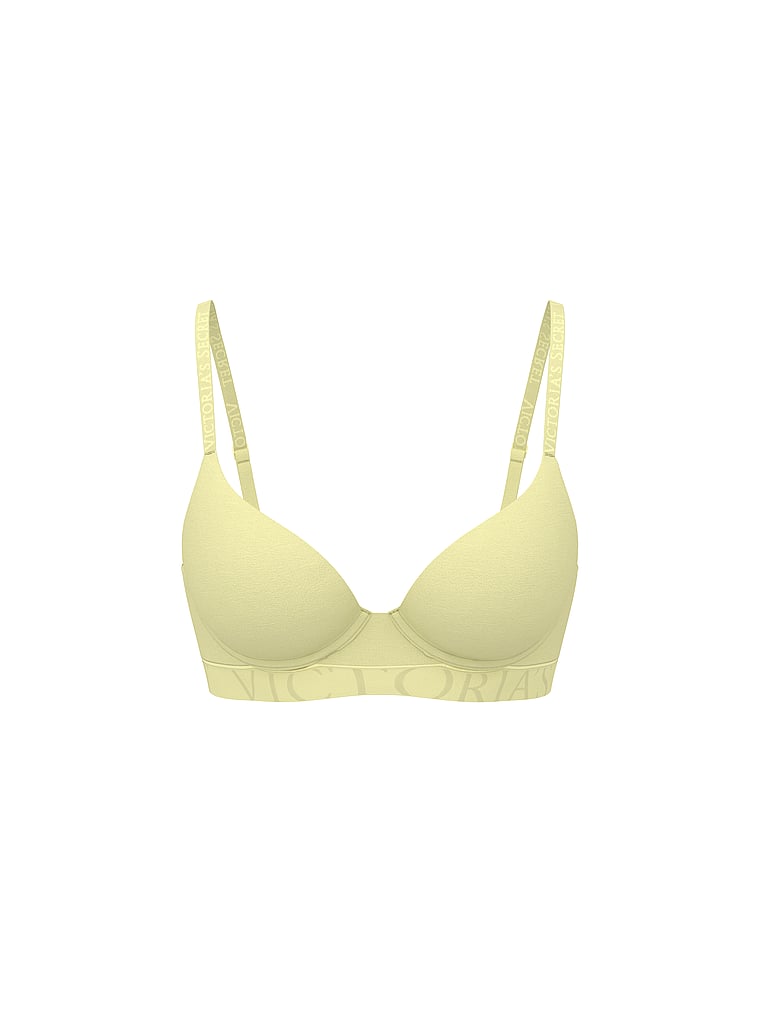 Victoria's Secret, The T-shirt Cotton Logo Hardware Lightly Lined Demi Bra, Lemonade, offModelFront, 4 of 4