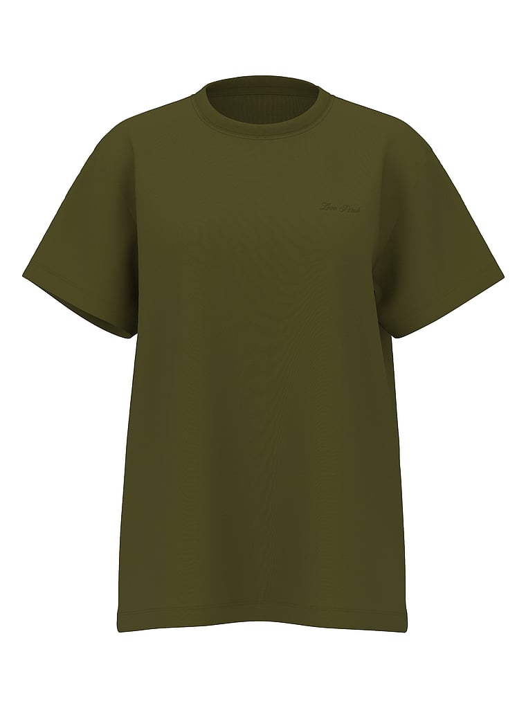 PINK Campus Cotton™ Raglan Tee, Lizard Green, offModelFront, 3 of 3