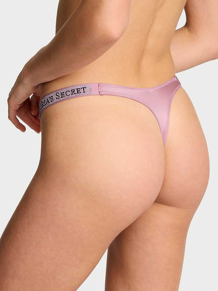 Victoria's Secret, Very Sexy Double Shine Strap Smooth Thong Panty, Dusk Rose, onModelBack, 2 of 4 Aga is 5'10" and wears Small