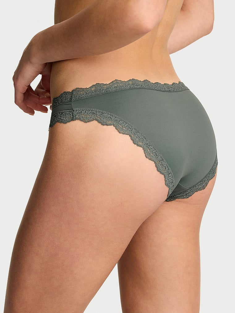 Victoria's Secret, Dream Angels Lace-Trim String Bikini Panty, Faded Sage, onModelBack, 4 of 4 Aga is 5'10" and wears Small