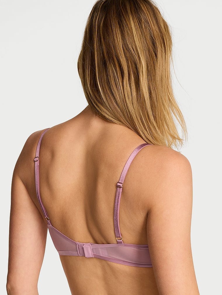 Victoria's Secret, Very Sexy Sheer Reveal Lightly Lined Plunge Bra, Dusk Rose, onModelBack, 2 of 3 Aga is 5'10" or 178cm and wears 32B or Small