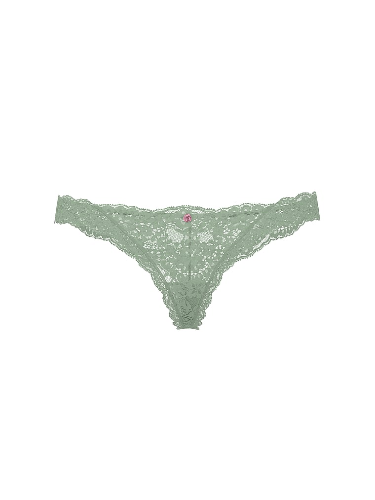 Victoria's Secret, Dream Angels Lace Thong Panty, Sweet Spearmint, offModelFront, 4 of 4