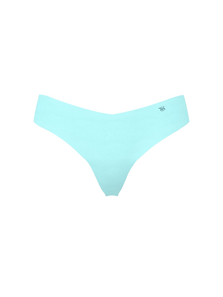 Victoria's Secret, No-Show No-Show Thong Panty, Aqua Blue, offModelFront, 3 of 3