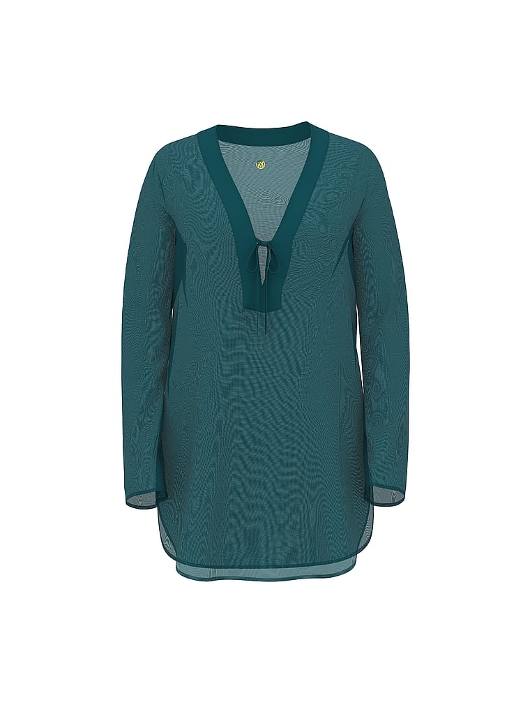 Beachwear Sheer Crinkle Tunic Dress