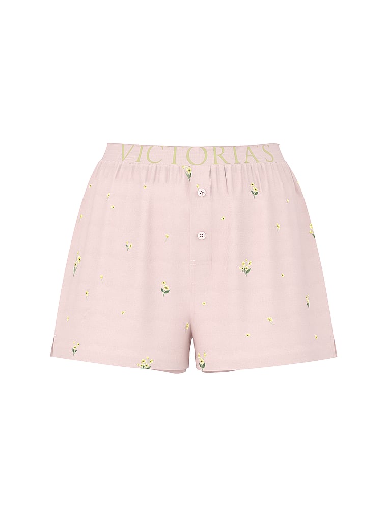 Victoria's Secret, Victoria's Secret Mix & Match Sleep Heritage Cotton Pajama Shorts, Ballet Pink Floral, offModelFront, 3 of 4