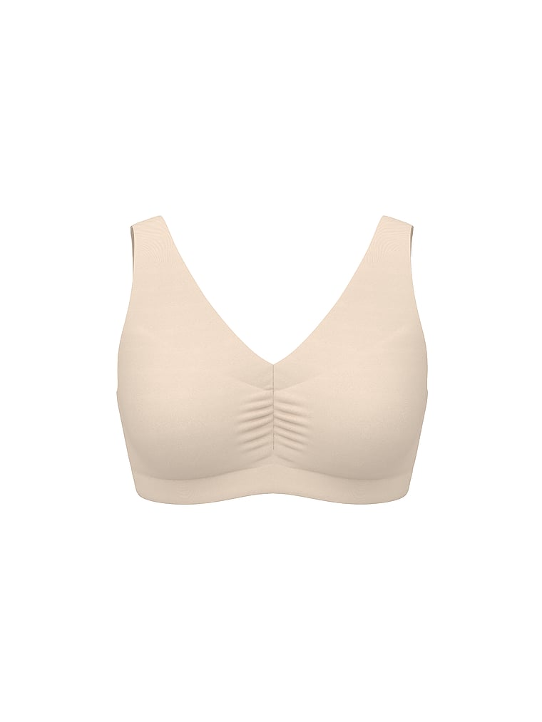 Victoria's Secret, Invisible by Victoria’s Secret Seamless Plunge Pumping Bra, Marzipan, offModelFront, 3 of 3