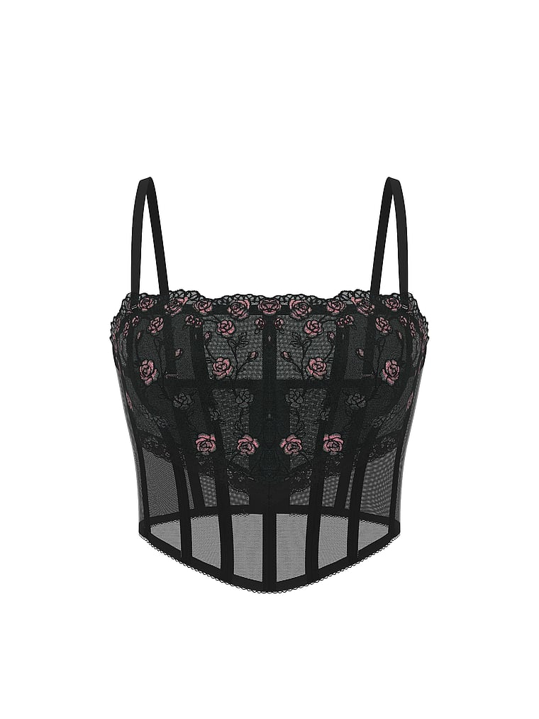Tease Rose Embroidery Corset Top