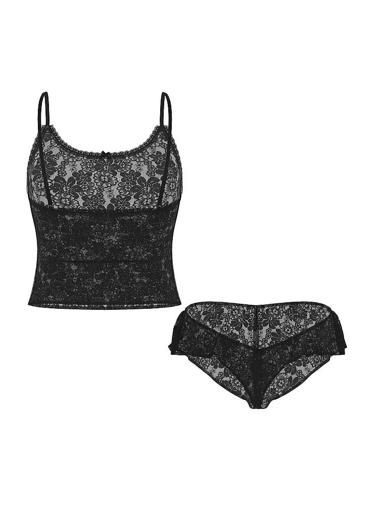 Tease Lace Cami & Flutter Short Set