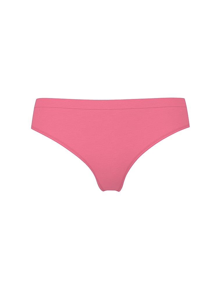 Victoria's Secret, Seamless Seamless Lace-Trim Thong Panty, Rose Light, offModelFront, 3 of 3