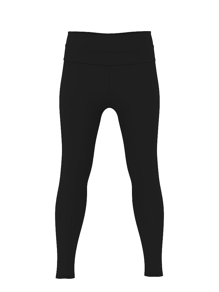 PINK Soft Seamless Foldover Leggings, Logo Pure Black, offModelFront, 3 of 3