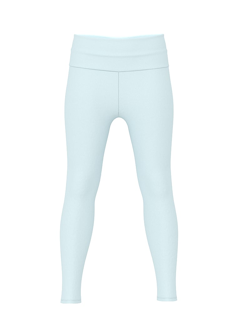 PINK Soft Seamless Foldover Leggings, Spray Blue, offModelFront, 3 of 3