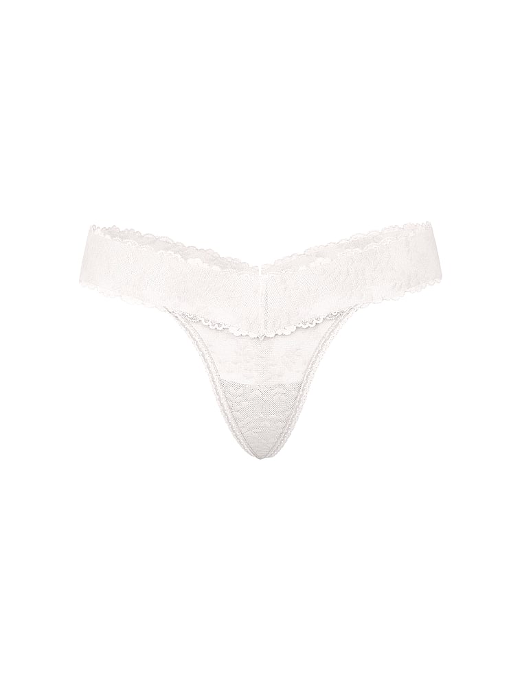 PINK PINK Wink™ Lace Thong Panty, Coconut White, offModelFront, 3 of 3