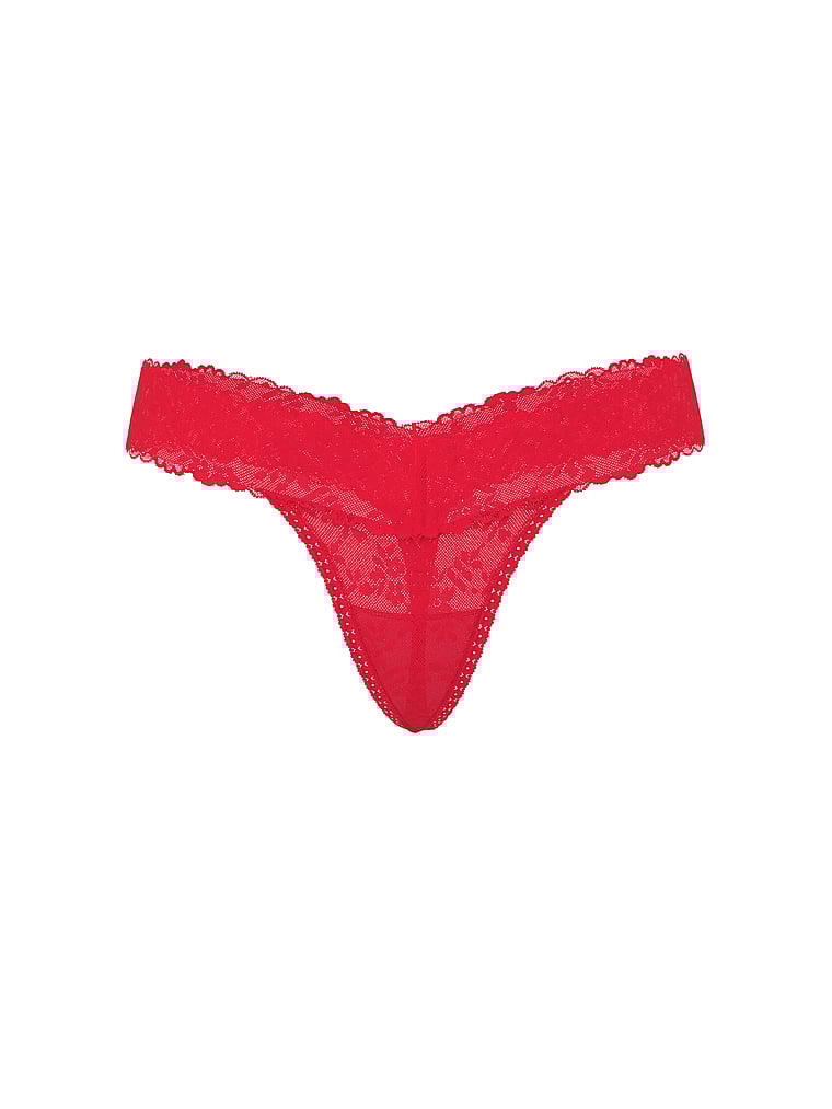 PINK PINK Wink™ Lace Thong Panty, Red Pepper, offModelFront, 3 of 3